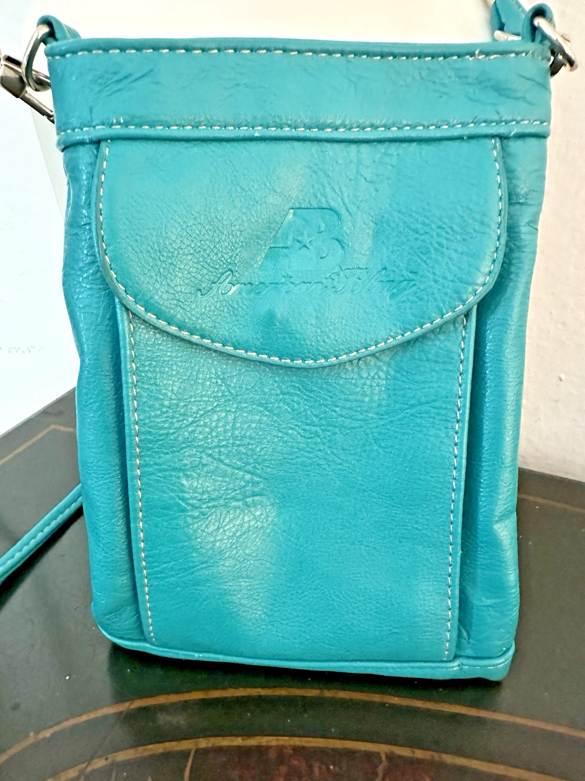 American Bling Small Teal/Rhinestone Crossbody Phone bag-GOOD