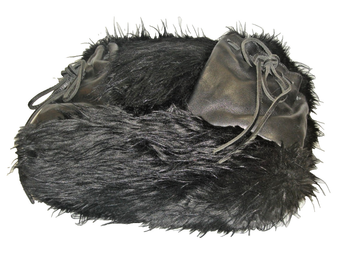 Timmy Woods Stunning Black Faux Fur & Vegan Leather Hobo Shoulder Bag Near Mint!