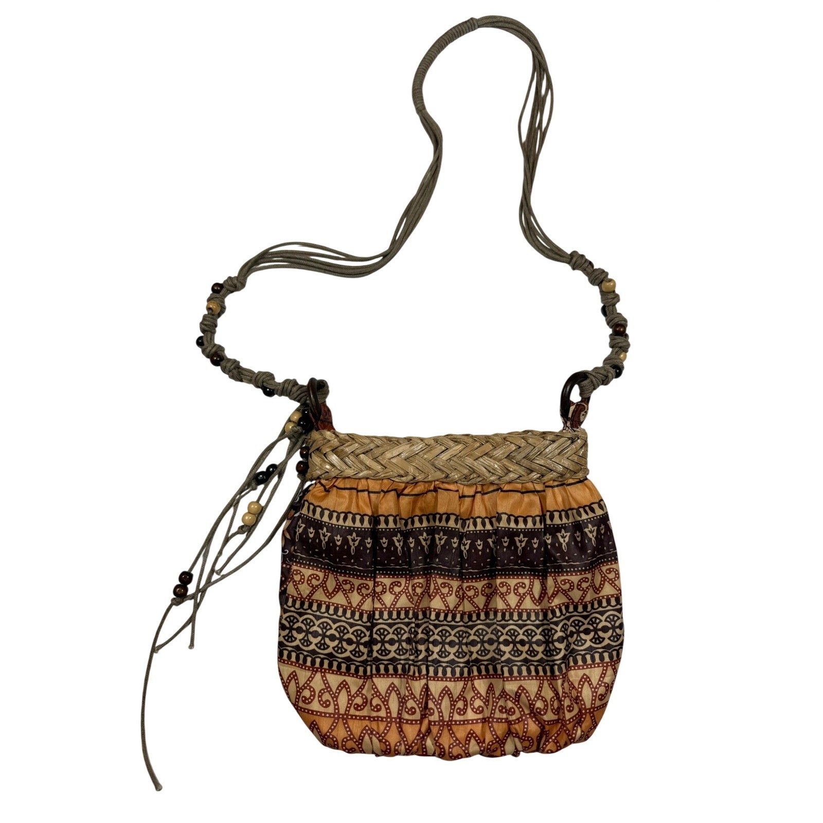 Sun n Sand Woven Straw Shoulder Bag Coastal Cowgirl Boho Beaded Strap