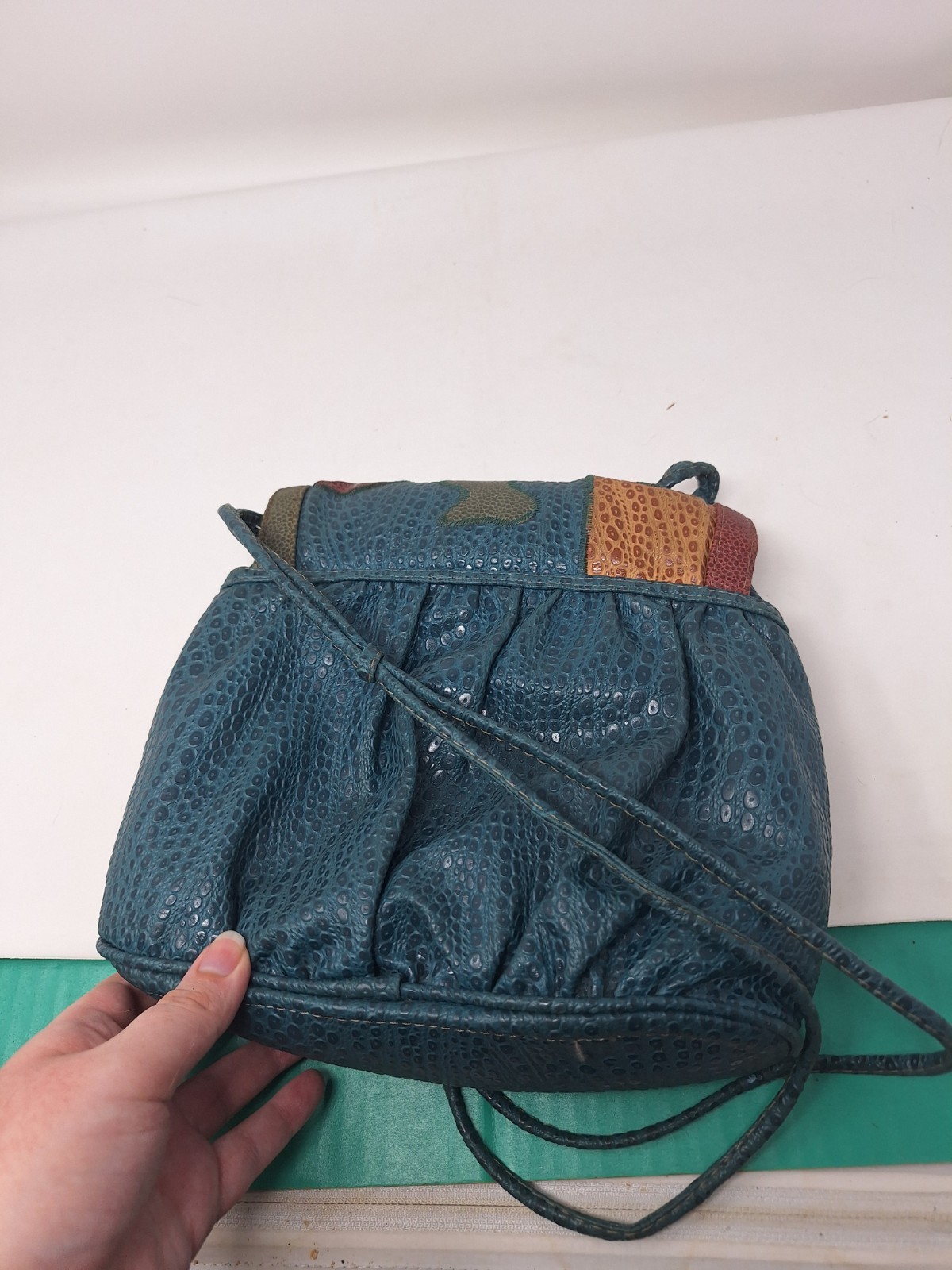 Nas Bag Korea Vintage 80s Leather Patchwork Crossbody Purse Colorful Appliqué