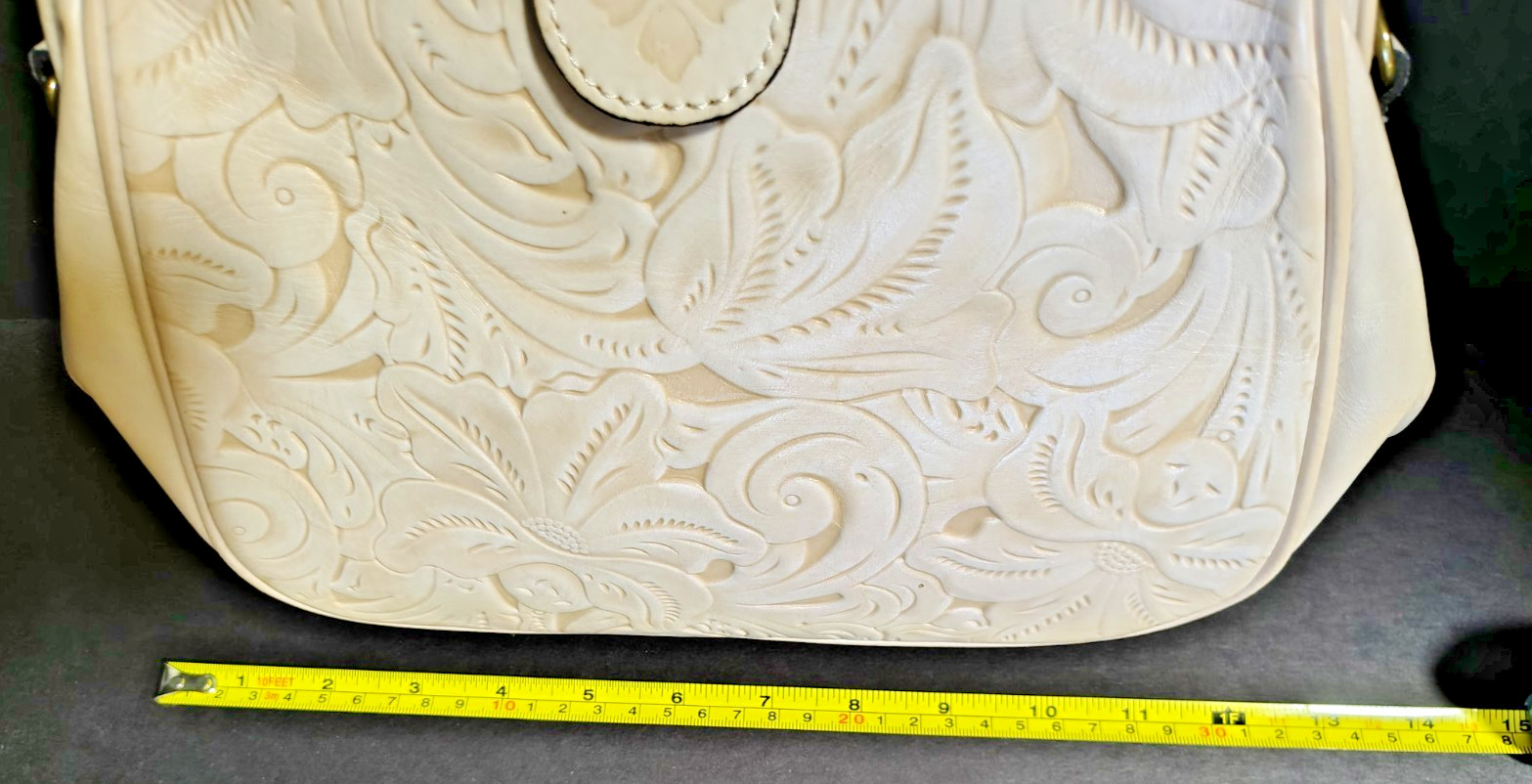 NWT Patricia Nash Gracchi Satchel Chalk White Tooled Leather Bag P384244 MSRP249
