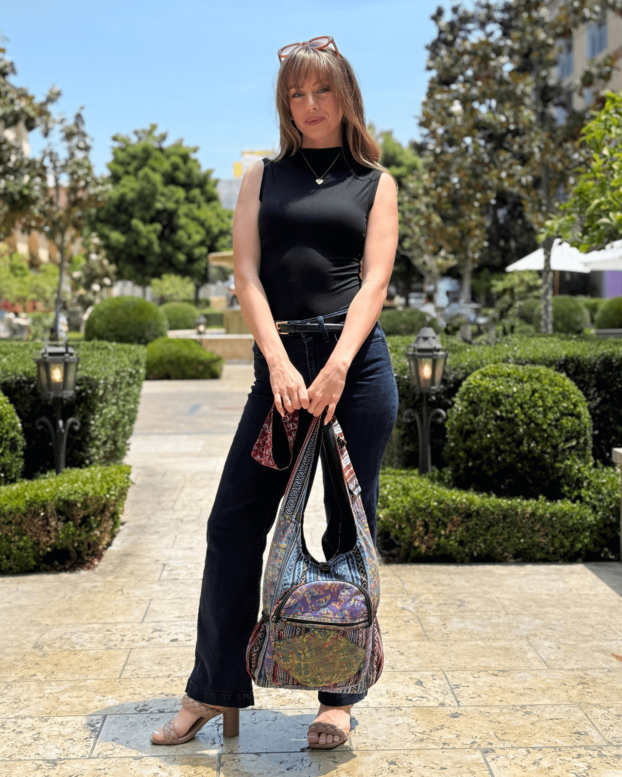 Kathmandu Collection Butterfly Design Hobo Bag – Handmade Cotton Shoulder Bag