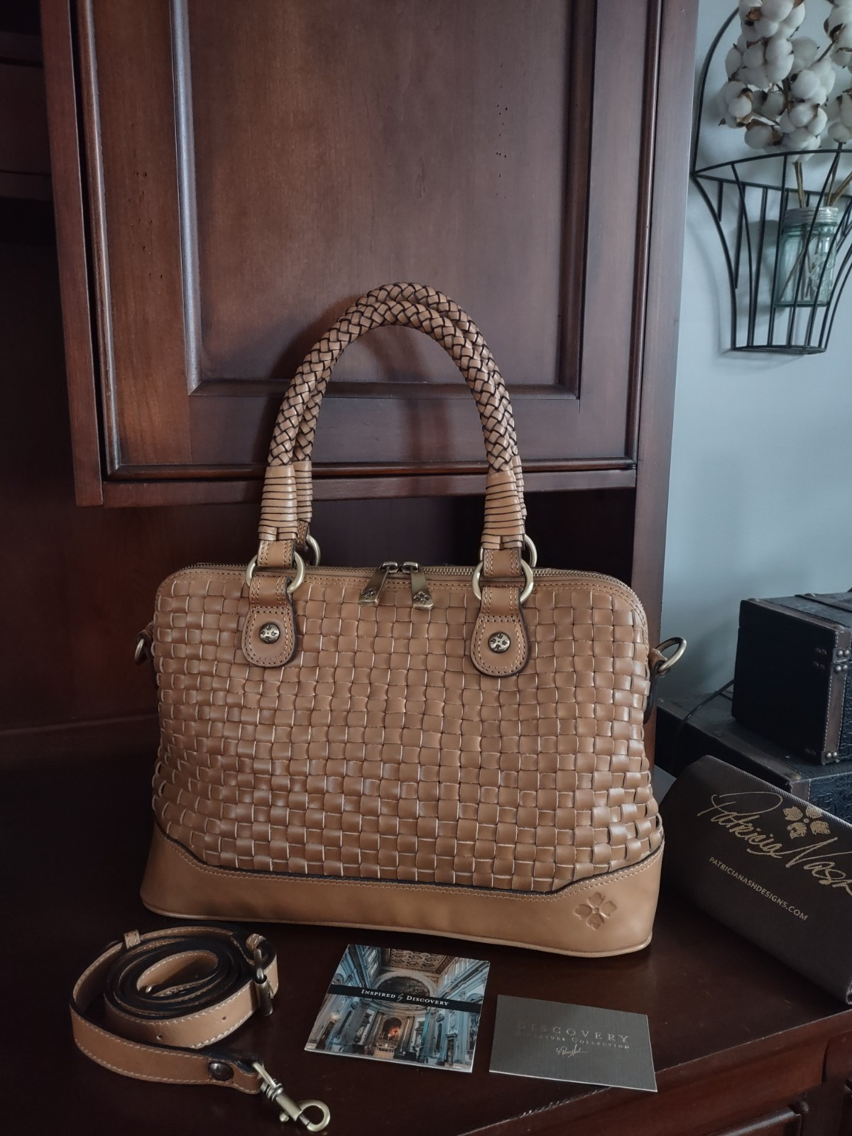 Patricia Nash Limited Edition Discovery Large Washed Woven Augusta Satchel Bag
