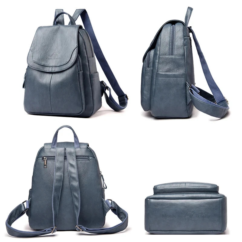 Luxury Women Genuine Leather Backpack Fashion Designer Female Soft Cow