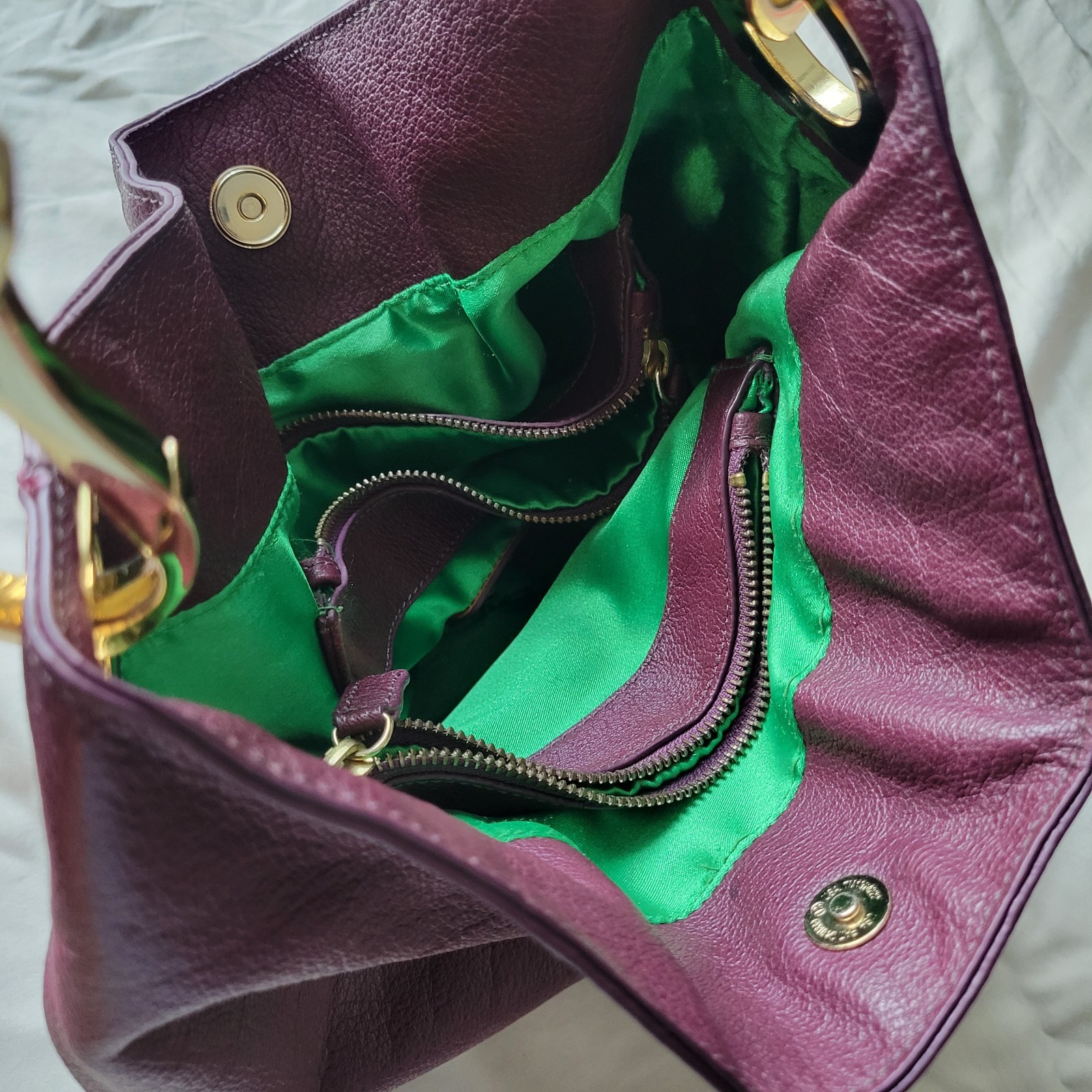 Y2K Leather JPK Paris 75 Hobo Bucket Shoulder Bag Tote Rich Burgundy Rare