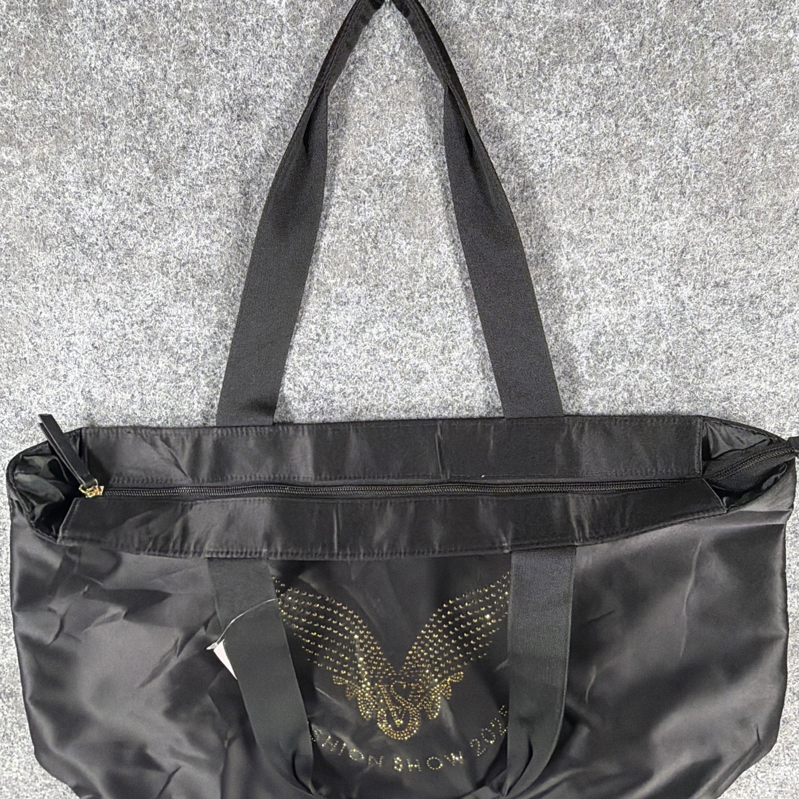 Victoria’s Secret Fashion Show 2025 Rhinestone Wings Tote Bag Black Gold NEW