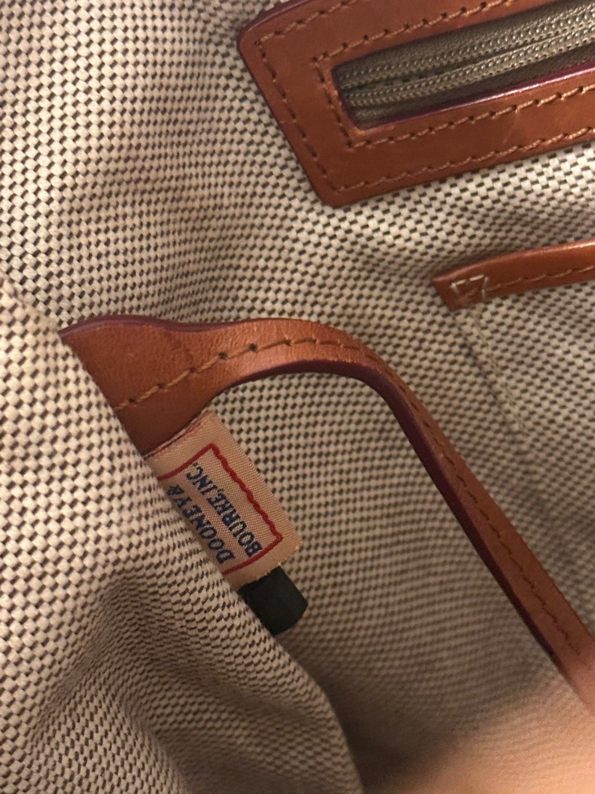 Dooney & Bourke Signature DB Logo Tan Canvas Braided Leather Shoulder Handbag