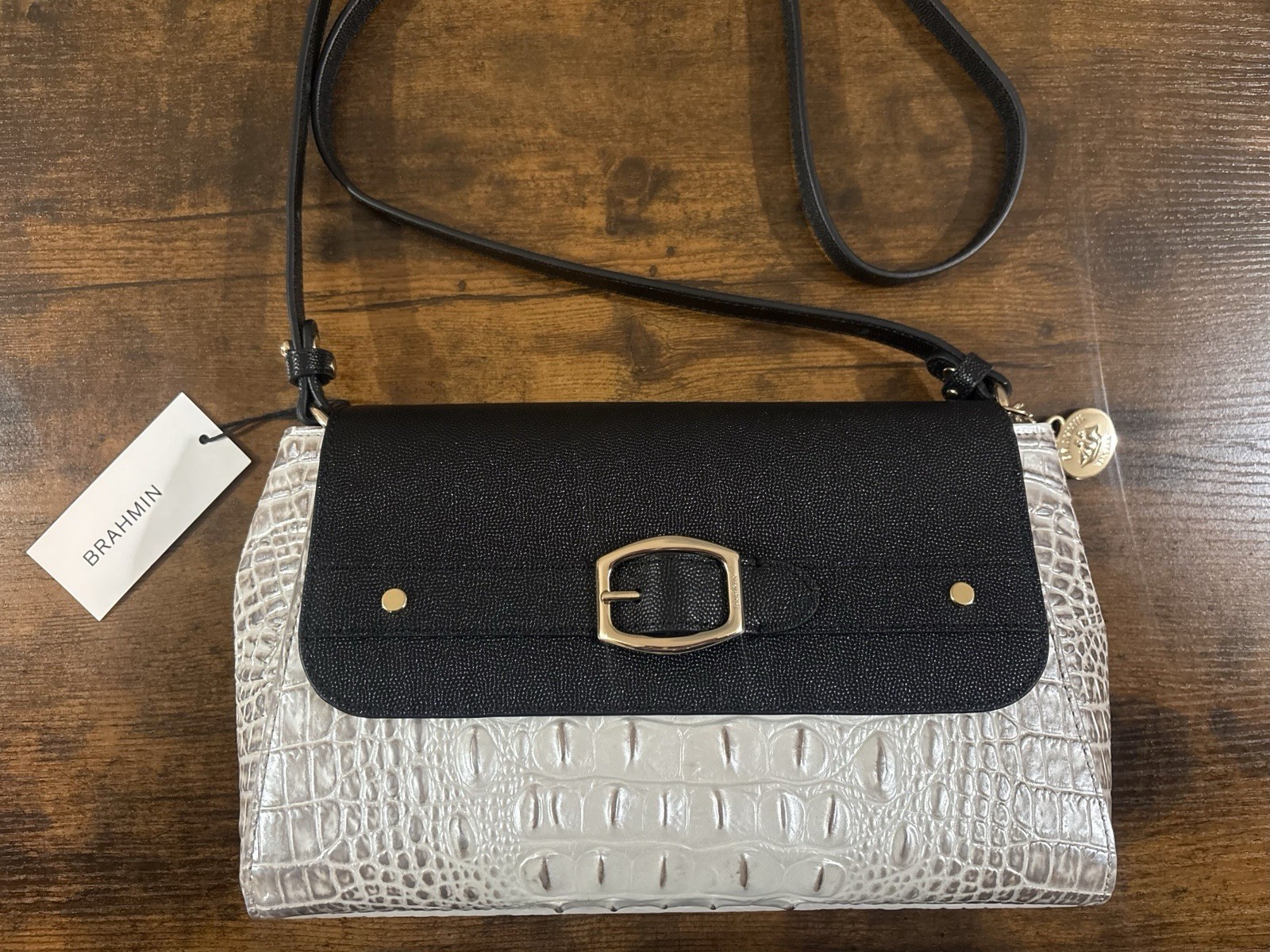 Brahmin Jenah In Winter White Minden Crossbody Or Shoulder Genuine Leather NWT
