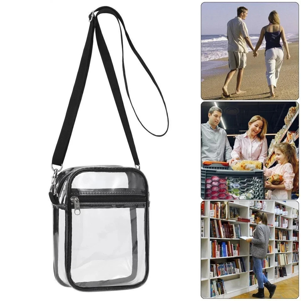 Clear Purse Stadium Approved Clear Bag See Through Zipper Crossbody Shoulder Bag