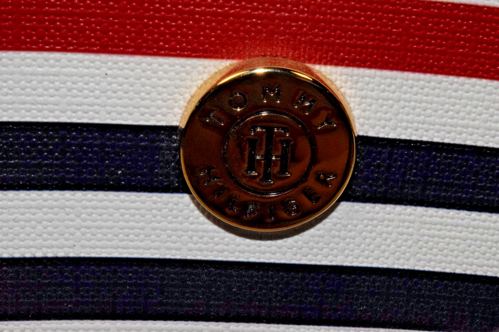 Tommy Hilfiger Tote Bag Red White Blue Striped 10 X 12 Inches NWT