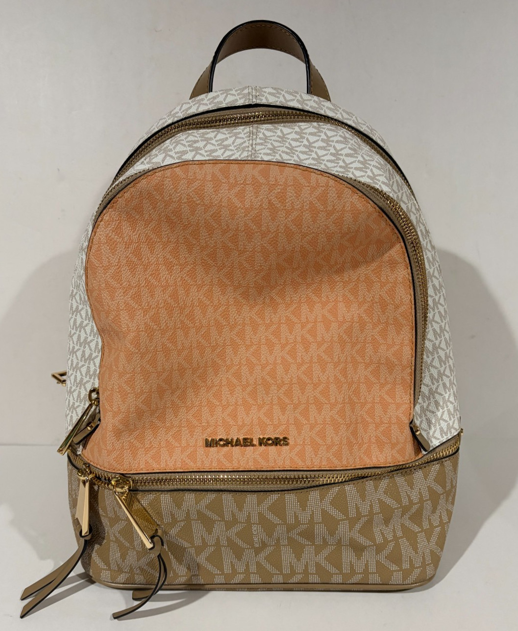 Michael Kors Rhea Medium Logo Backpack Orange Multi See Description