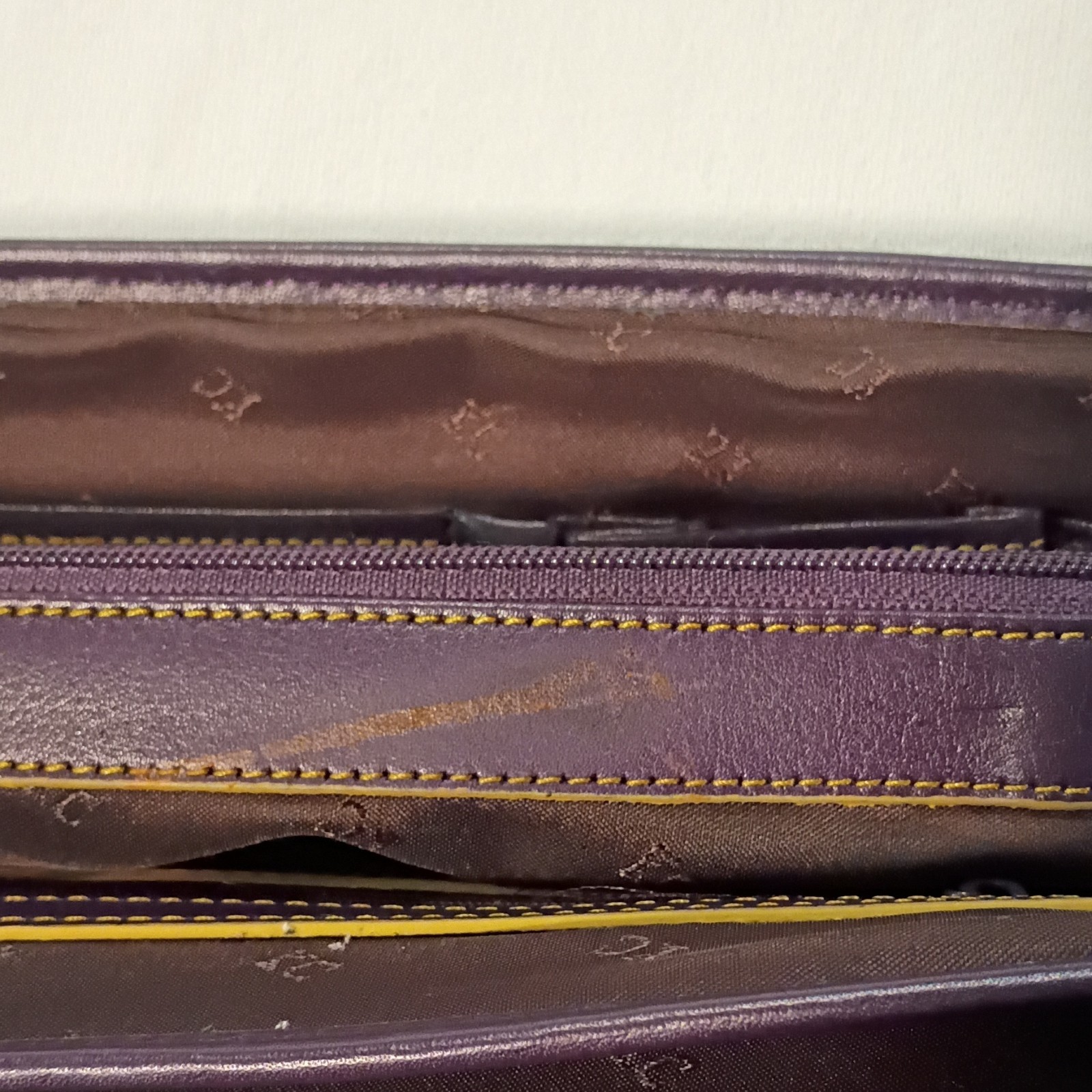 Kenneth Cole Plum Logo Satchel Top Handle Buckle Zip Silver Hardware Pockets
