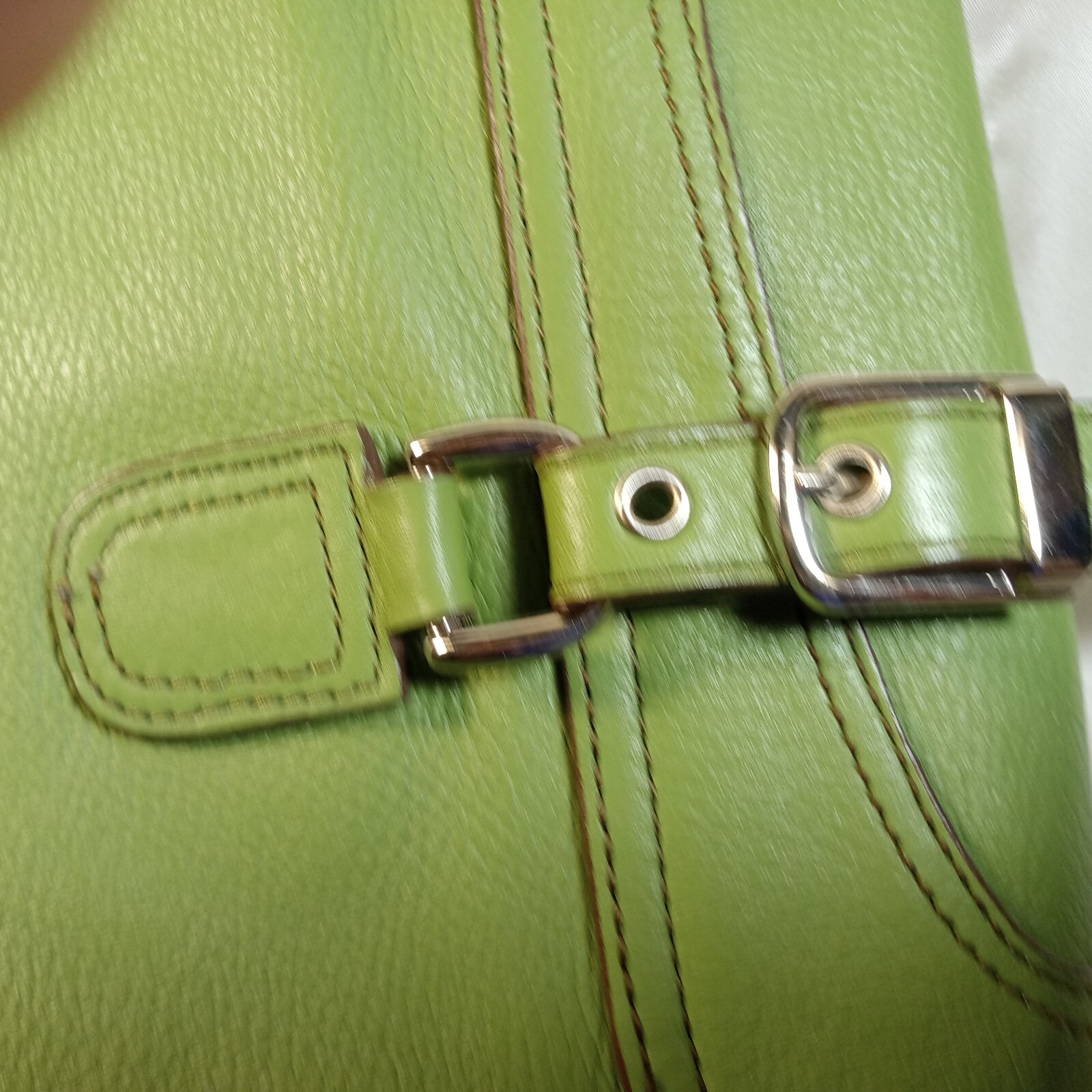 MAXXIMUM MOSS GREEN Leather 2 HANDLE Shoulder Bag 14.5″ X 7.5″ EUC