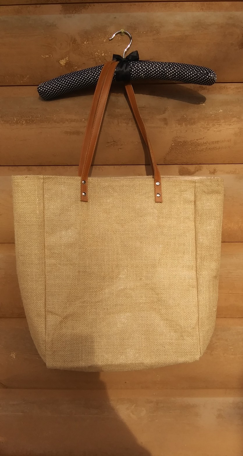 Burlap /Canvas Tote Bag Large 17 X 15 in. Farmers Market/Travel/Beach/Lake Bag