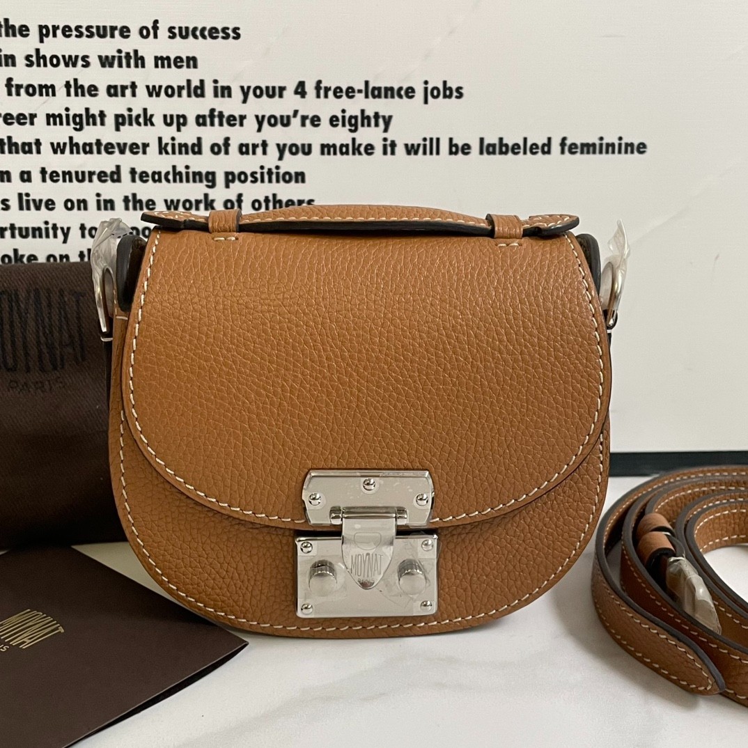 Moynat Flori Mini Taurillon Leather Crossbody Bag Silver Hardware Brown