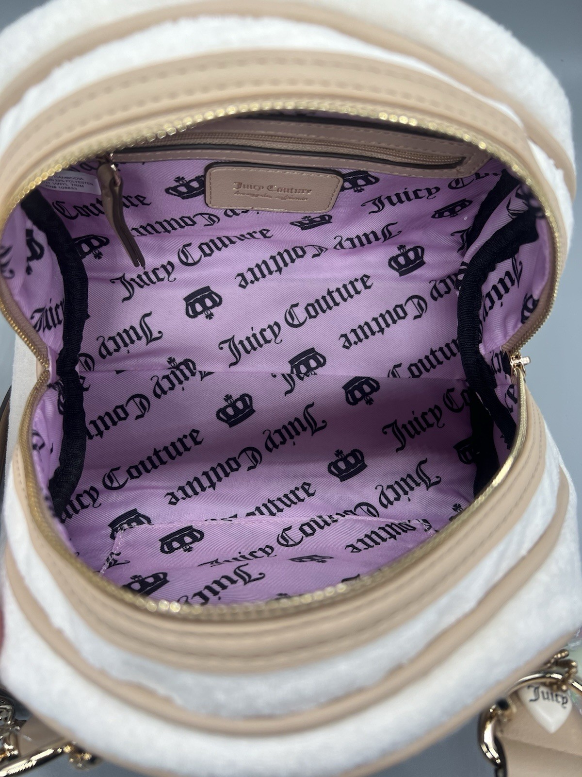 Juicy Couture Sugar Rush Satchel Top Handle Zip Det Strap Logo Cherry Charm