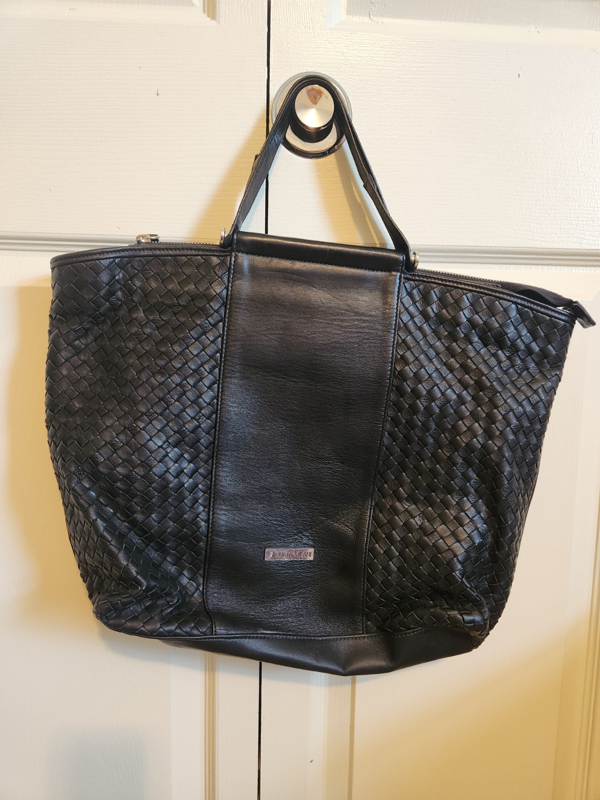 Giorgia Milani woven black leather tote, missing shoulder bag