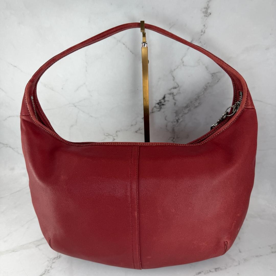 COACH 9221 Red Leather Ergo Hobo Shoulder Bag Crescent Rare Color 15.7in #1102
