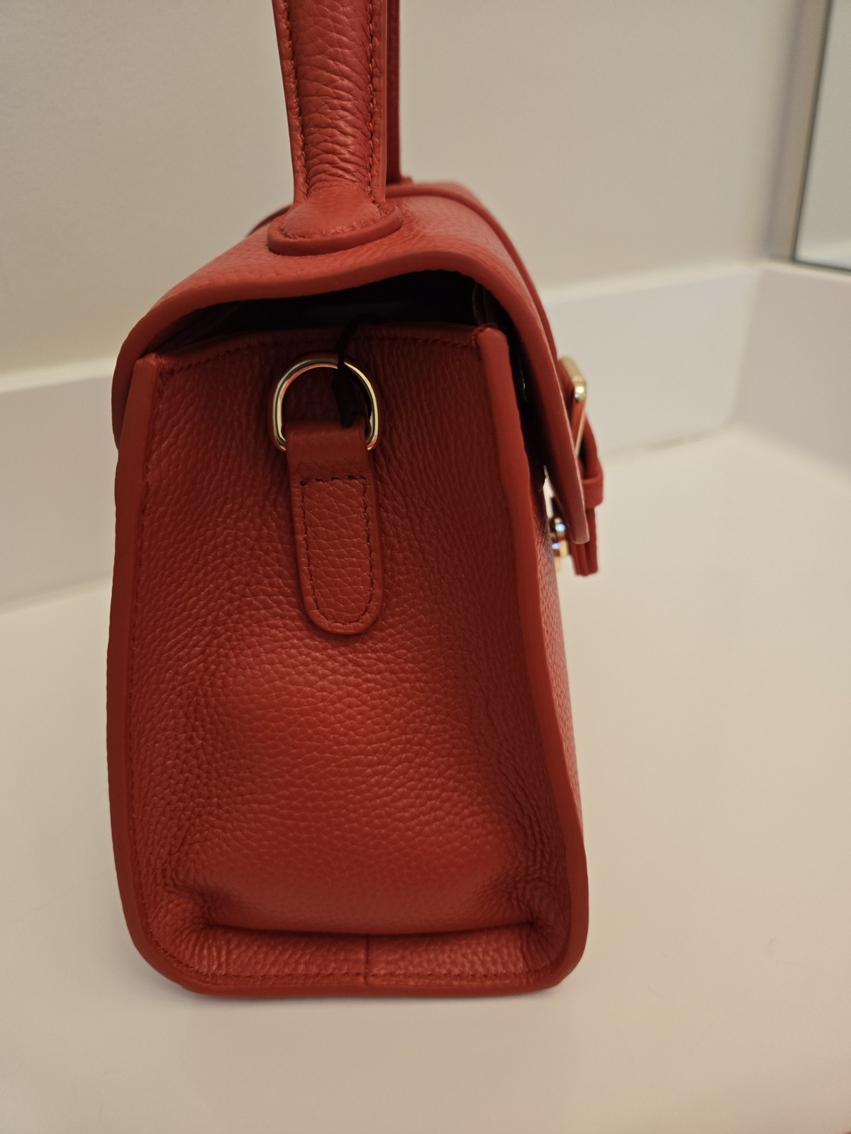 F&W Style Red MINI Miranda Pebble Leather Top Handle Crossbody Bag