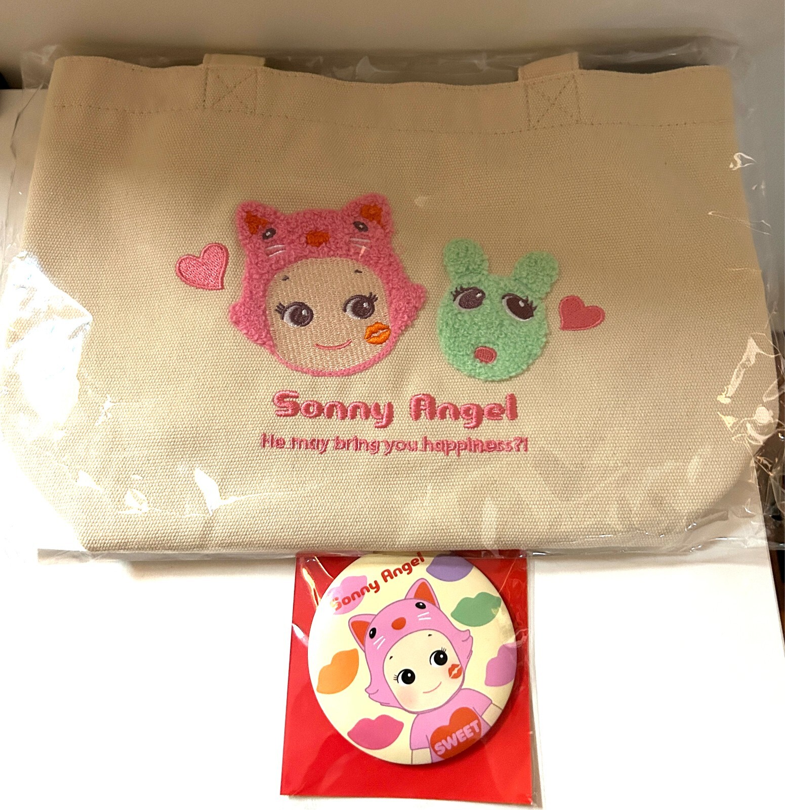 Sonny Angel Kiss Kiss Tote Bag + Bonus Mirror (Not for Sale) Japan NIP