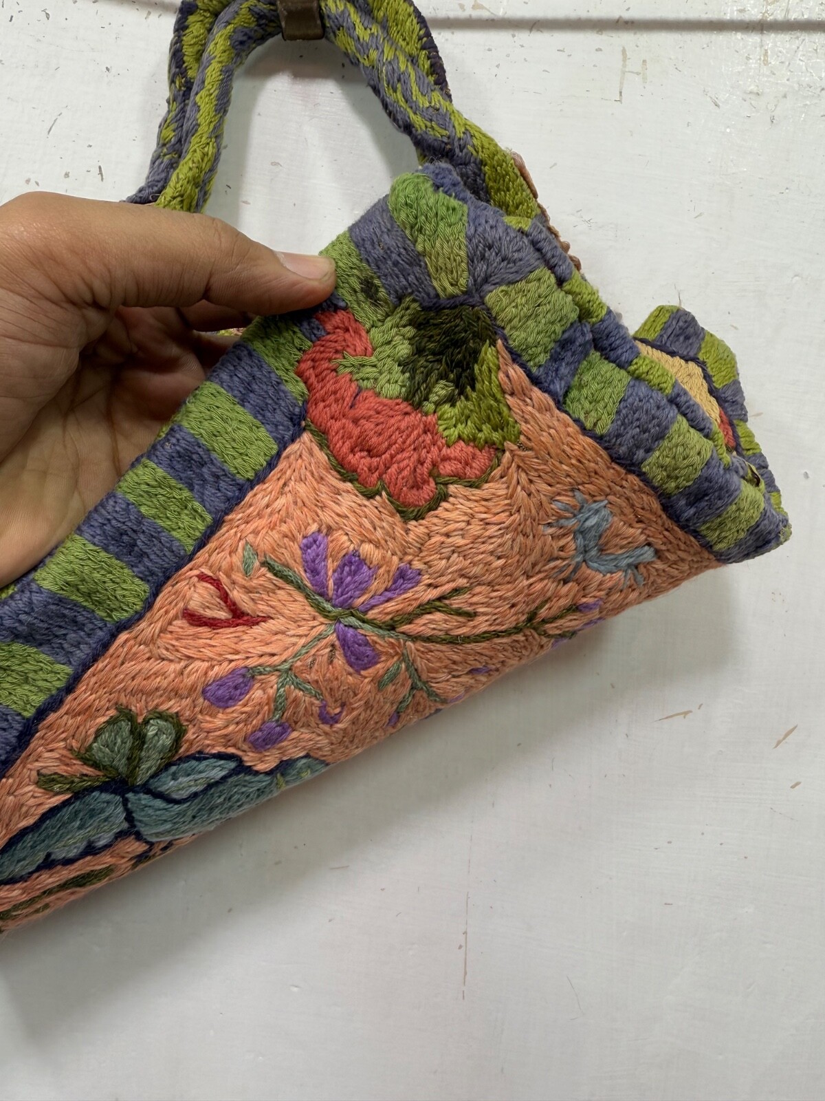 Vintage Beautiful Hand Wool Embroidered Kashmiri Bag 37×30 Cm