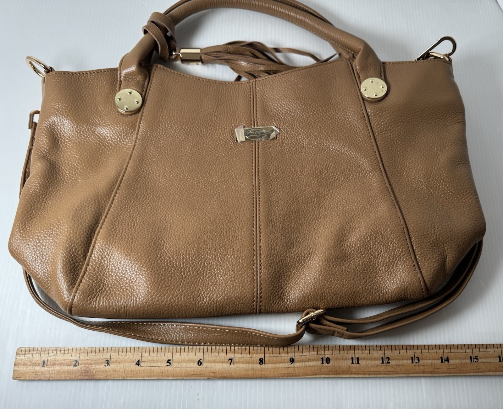 NEW Onna Ehrlich Leather Purse Womens Shoulder Bag Tan Beige