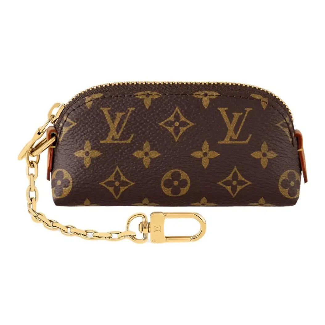 LOUIS VUITTON Monogram Lipstick Makeup Bag Mini for Women Brown 4.3×1.3×2.3 in