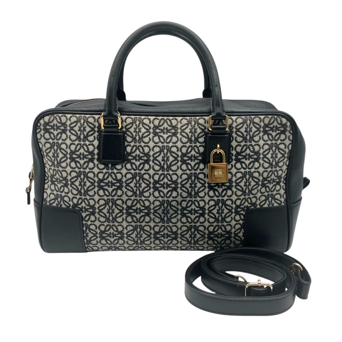 LOEWE Bag: Amazona 28 Jacquard Anagram Black W29H17.5D13cm w/strap;01
