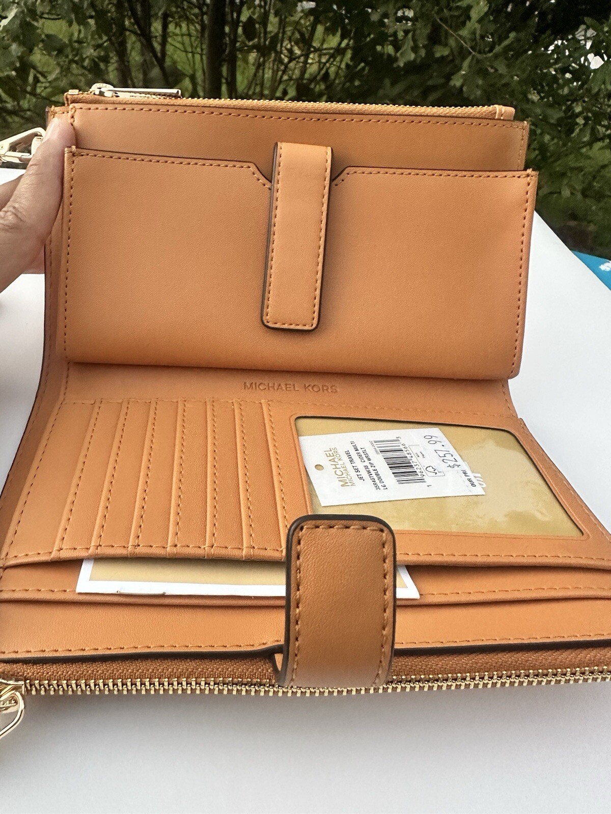 Michael Kors Jet Set Travel Large Wallet Embossed Mk Logo double Zip Wristlet