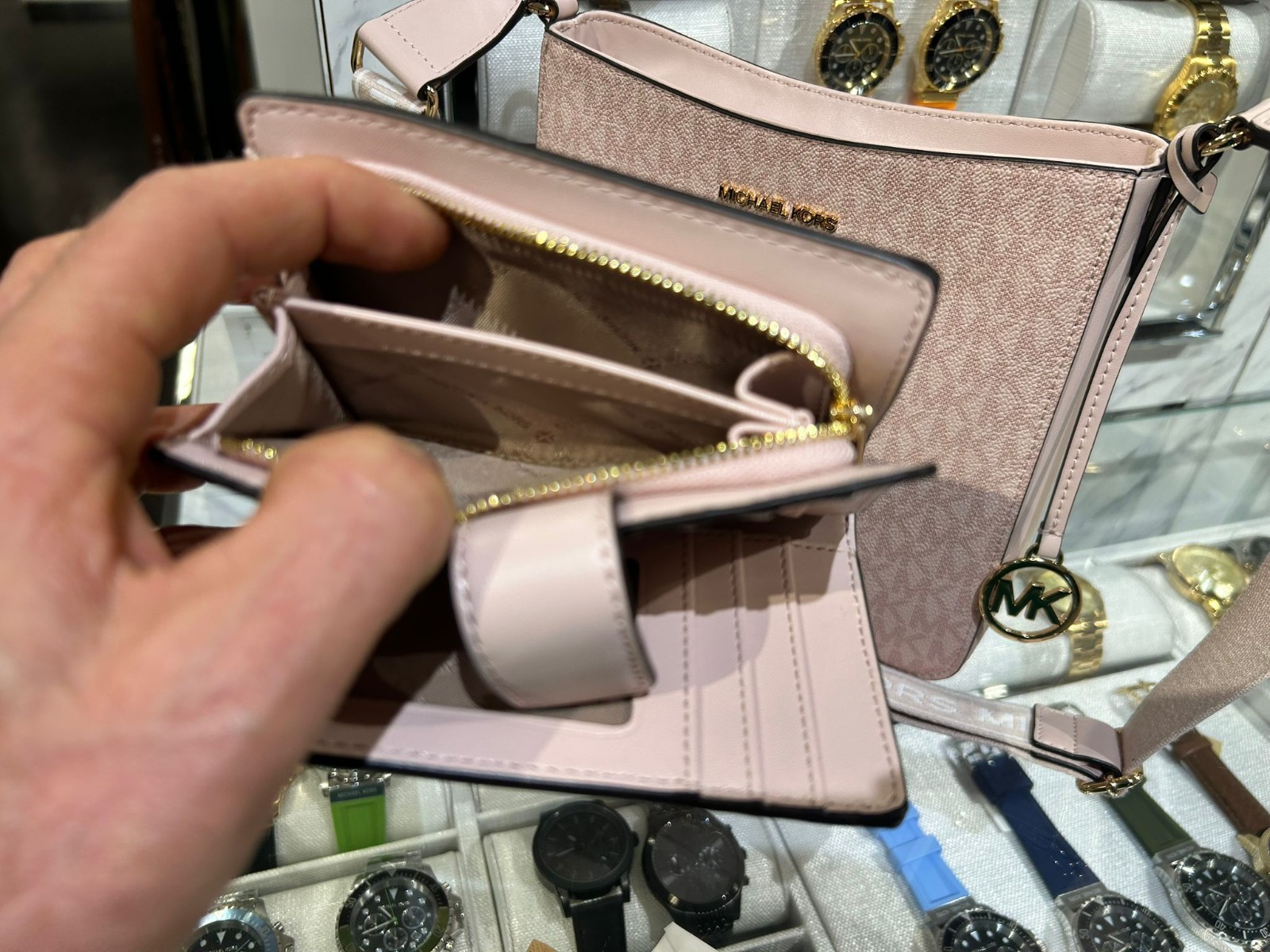 Michael Kors Small Bag Purse Messenger Shoulder Crossbody Handbag + Wallet Pink