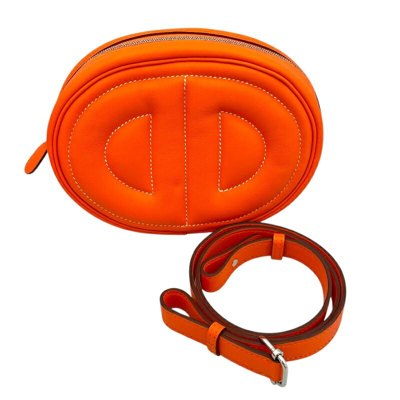 Hermes In The Loop Verso Shoulder Bag Clutch Orange Minium B Stamp Leather 99