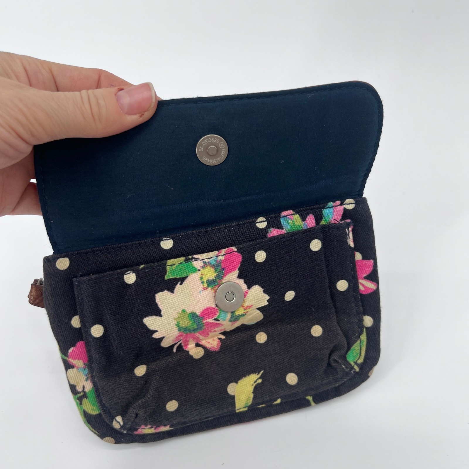Aeropostale Floral Fabric Faux Leather Wristlet Boho Cottage Core Earthy Cute