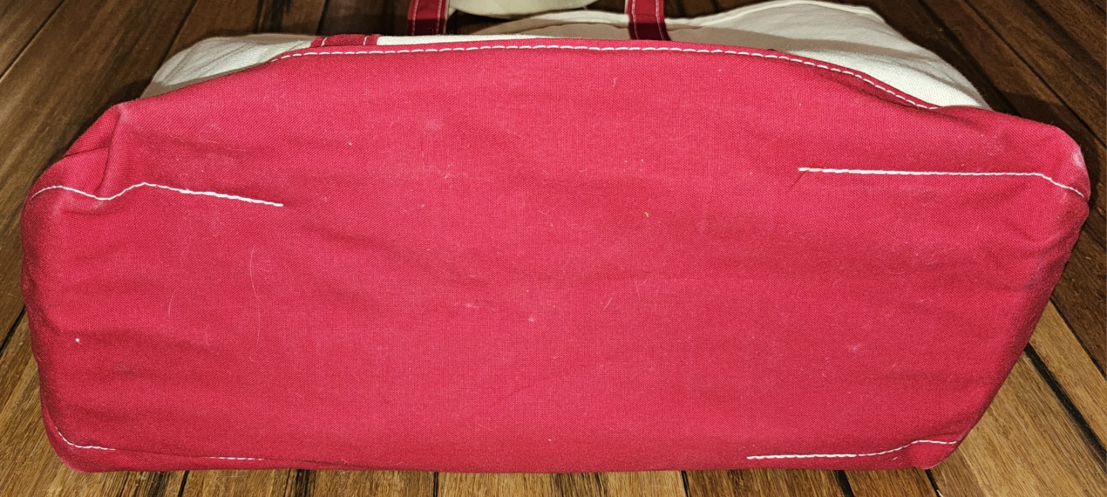 Vintage LL Bean Boat Tote X Extra Large Red Handles 23in x 14in Embroided Dog