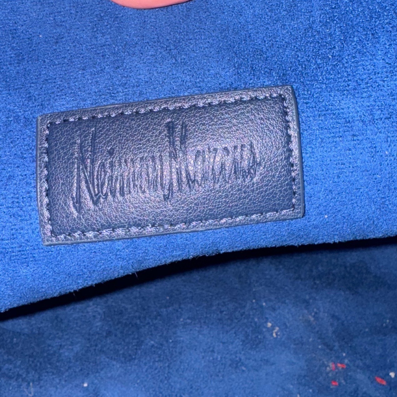 Neiman Marcus Leather Shoulder Bag Tote Hobo Purse Navy Blue