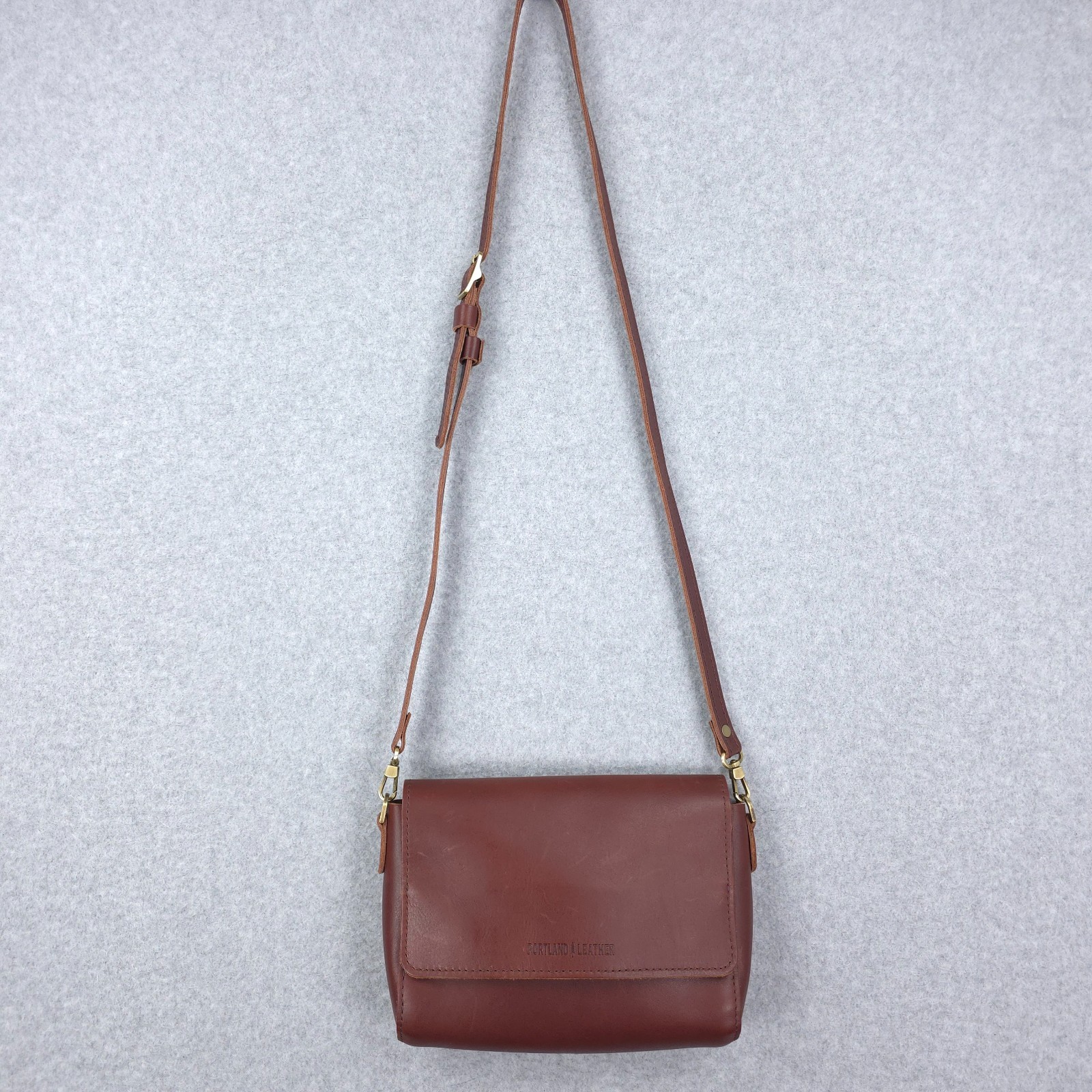 Portland Leather Goods Bag Crossbody Brown Metro Medium Size Full Grain