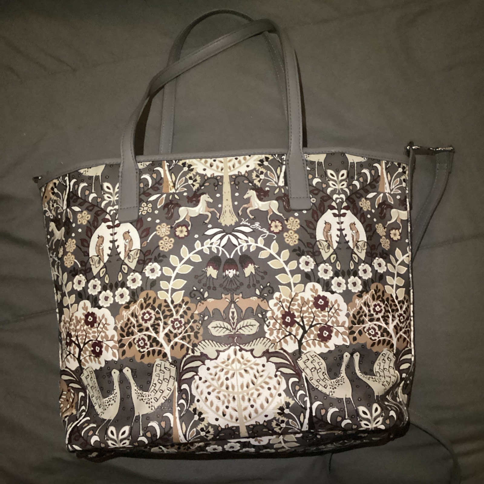Vera Bradley Enchantment Neutral Purse Tote Strap Handbag Handle Forest