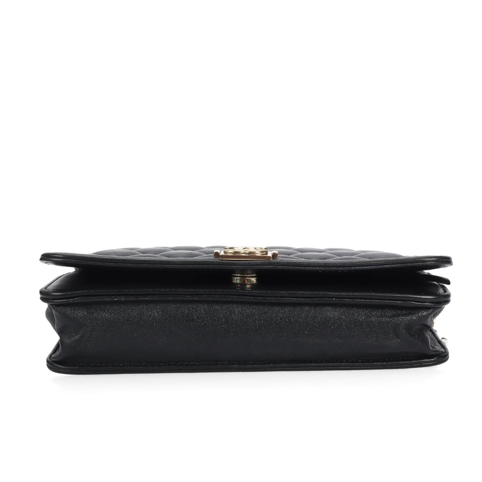 Pre-Owned Black Lambskin Wallet on Chain 27234185
