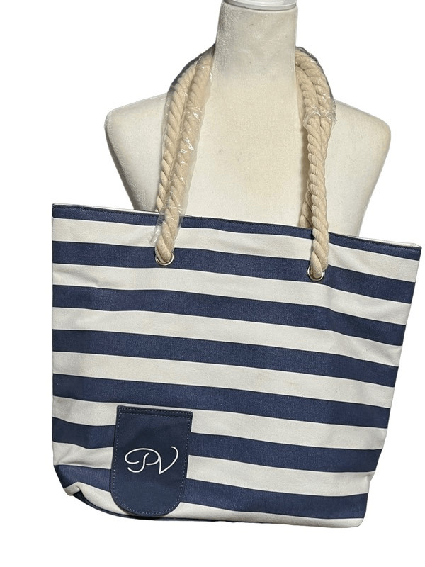 Porto Vino NWT Nautical Striped Wine Bag Beach Tote