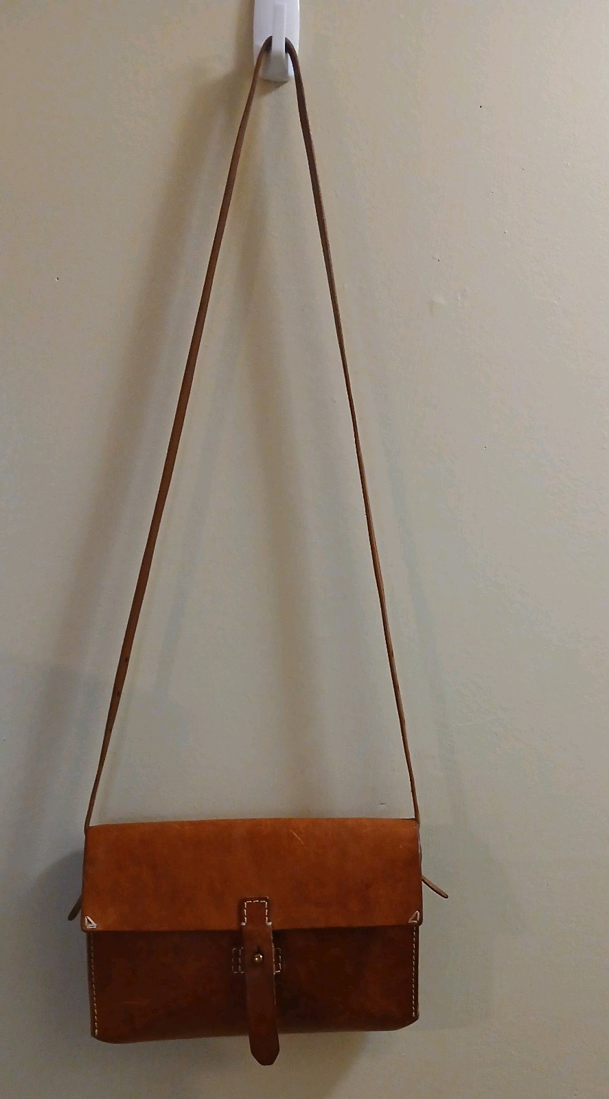 Madewell Brown Leather Crossbody Bag with Flap Closure, Brass finishes