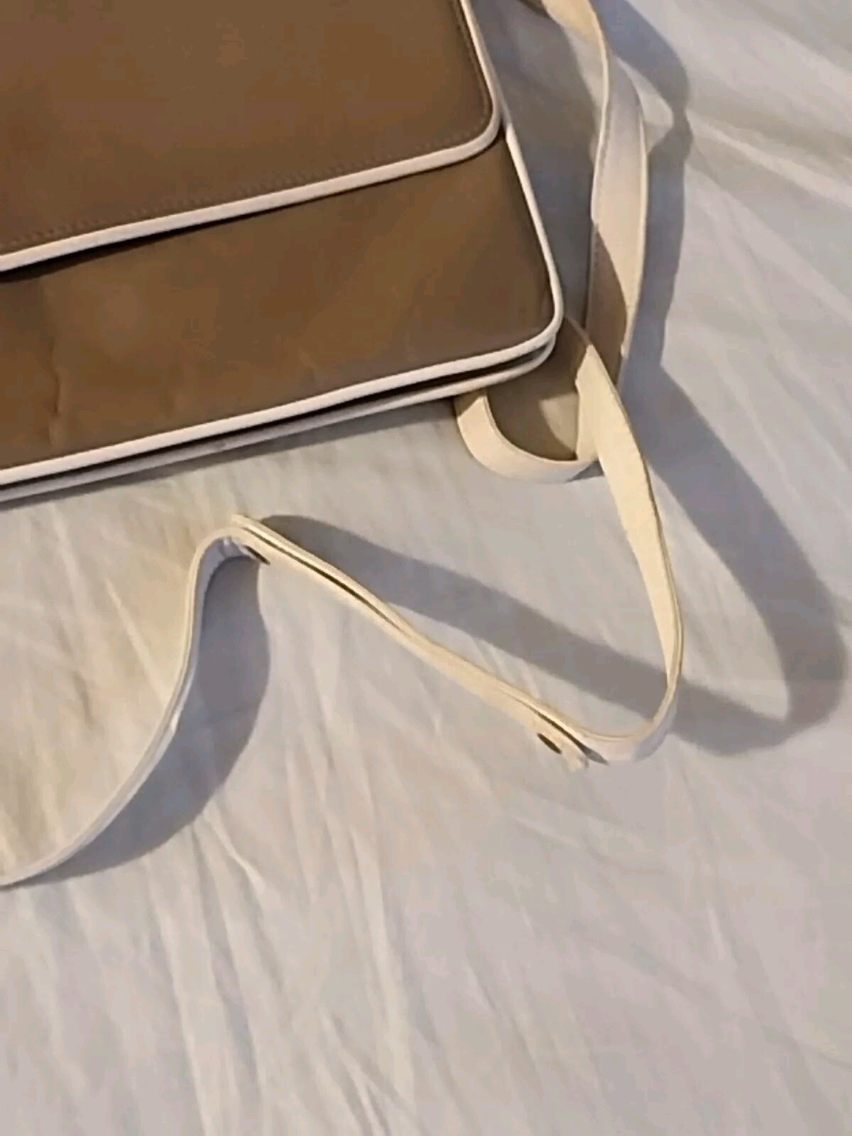 GUCCI Micro GG Coated Canvas Leather. Crossbody. Cream & Brown