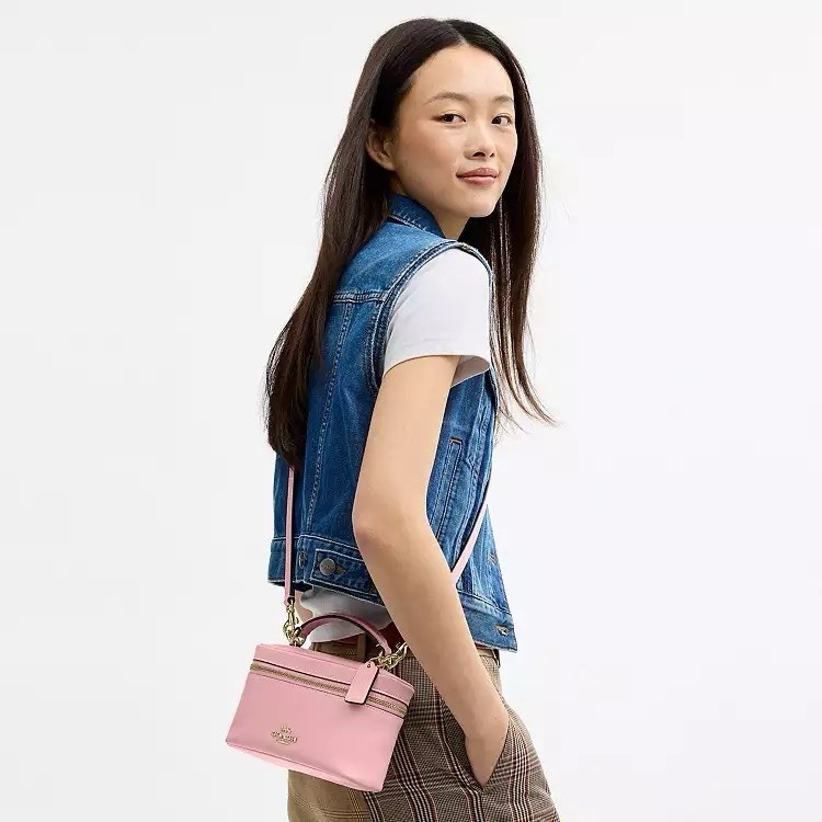 NWT Coach Rainer Crossbody Bag 18 CEO24 Gold/Soft Pink Shiny smooth leather