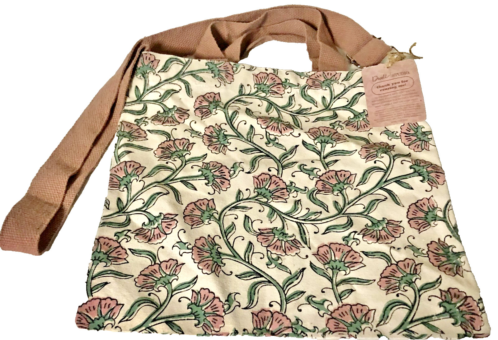 Dwell Studio 100% Reusable Tote Bag Beige Floral Size 14×14.5 Inches