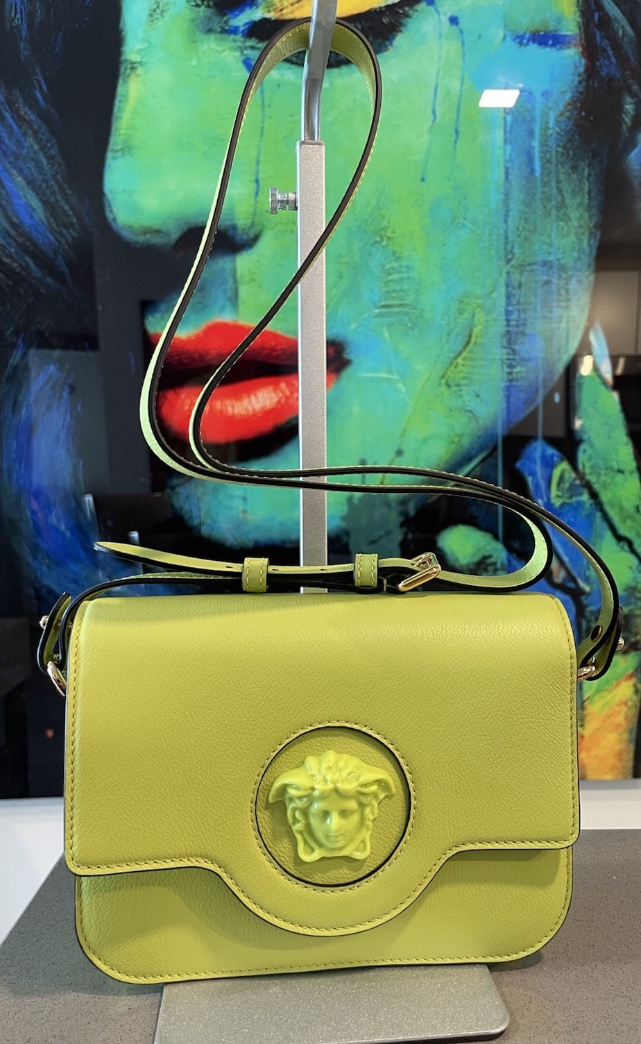 Versace bag La Medusa Logo Plaque Citron Leather Crossbody New $1625 Authentic