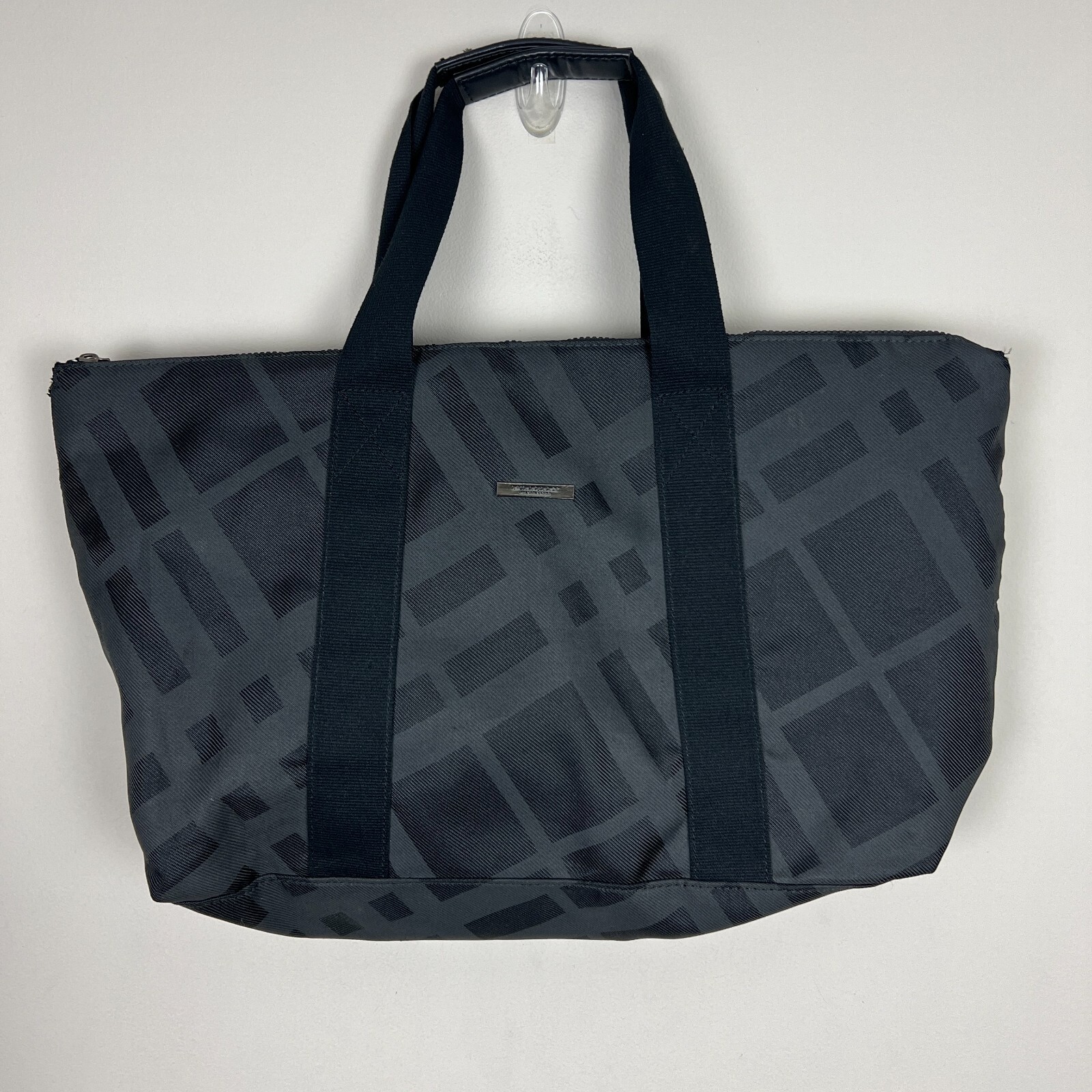 Burberry Fragrances Black Plaid Large Canvas Weekender Duffle Tote Weekend bag