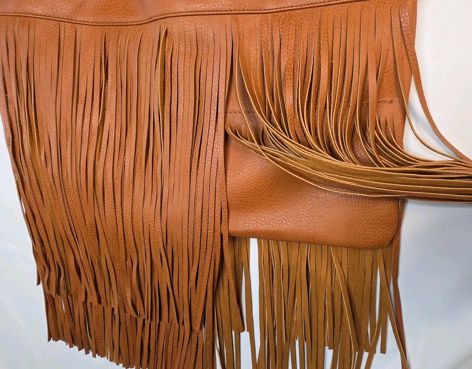Big Buddha Fringe Shoulder Bag Purse Cognac Brown Faux Leather Gold Western