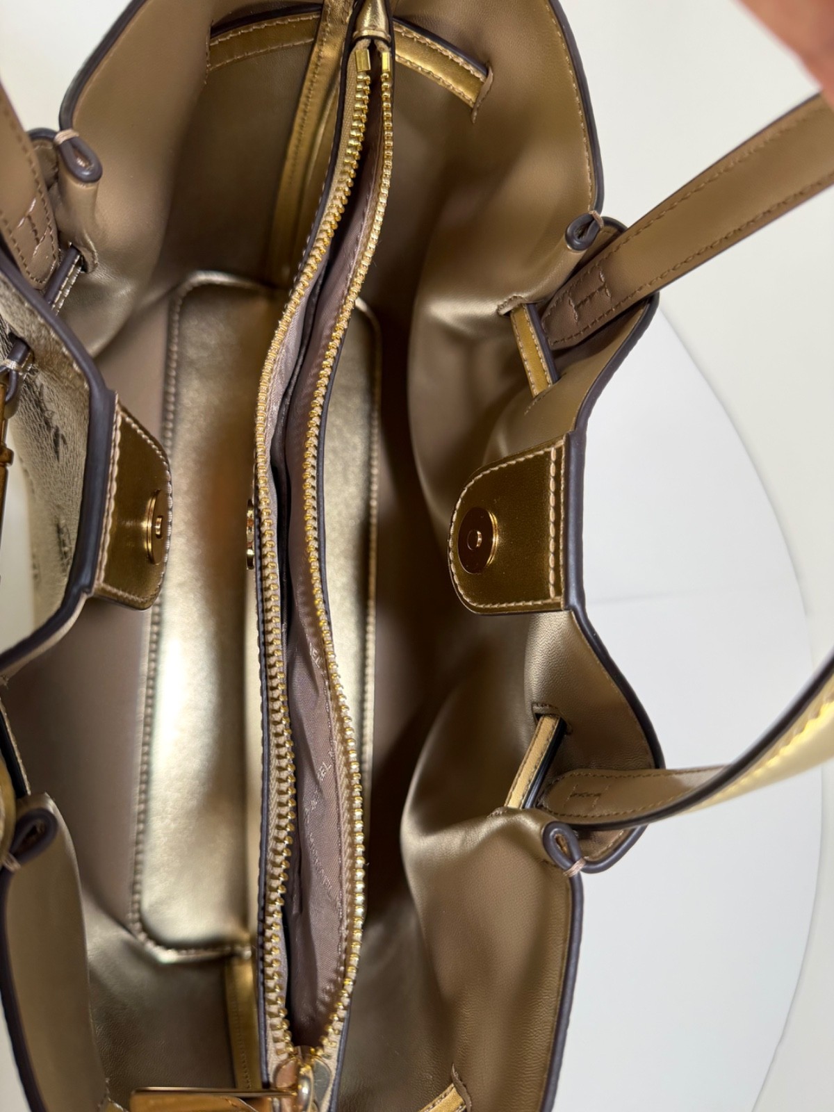 Michael Kors pale gold satchel