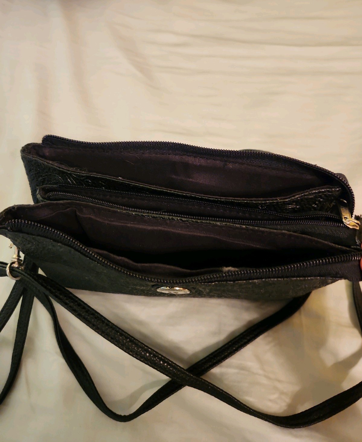 Black Paisley Handbag Purse Mid Size with Removable Shoulder and Hand Strap