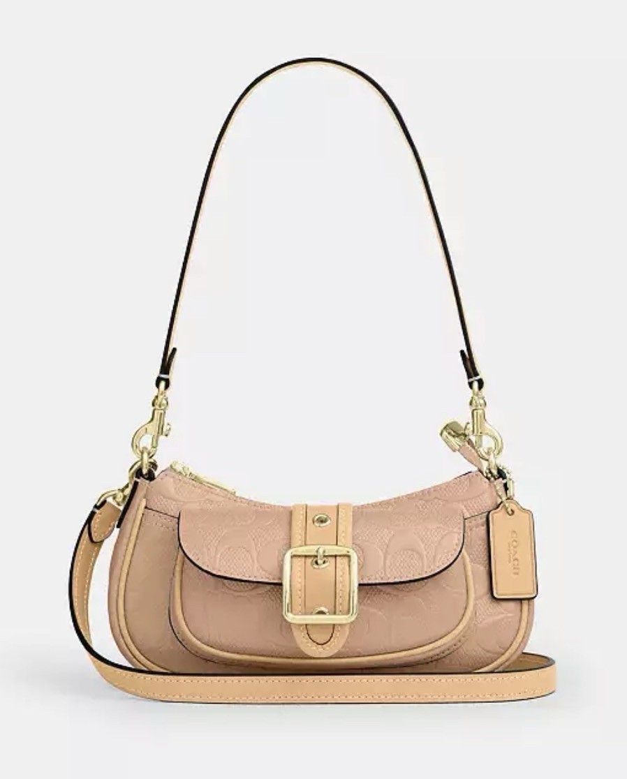 *SEALED* COACH Ashton Mini Shoulder Bag Signature Leather Gold/Faded Blush Pink