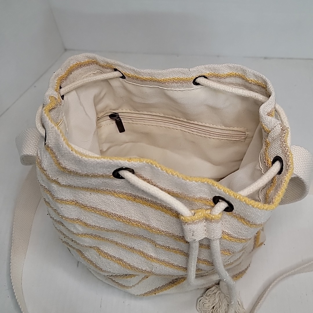 Roxy Linen Cotton Yellow & White Stripe Boho Clinch Top Shoulder Bag Purse