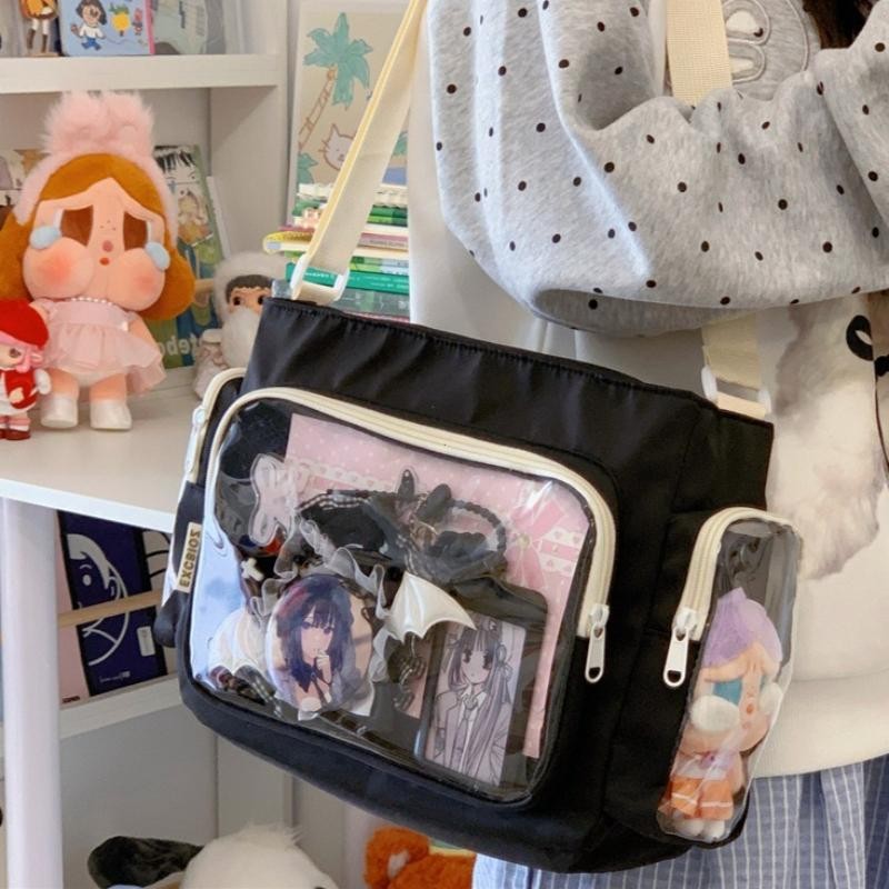 Trendy Transparent Ita Bag Large Capacity Crossbody Shoulder Bag School Fashion